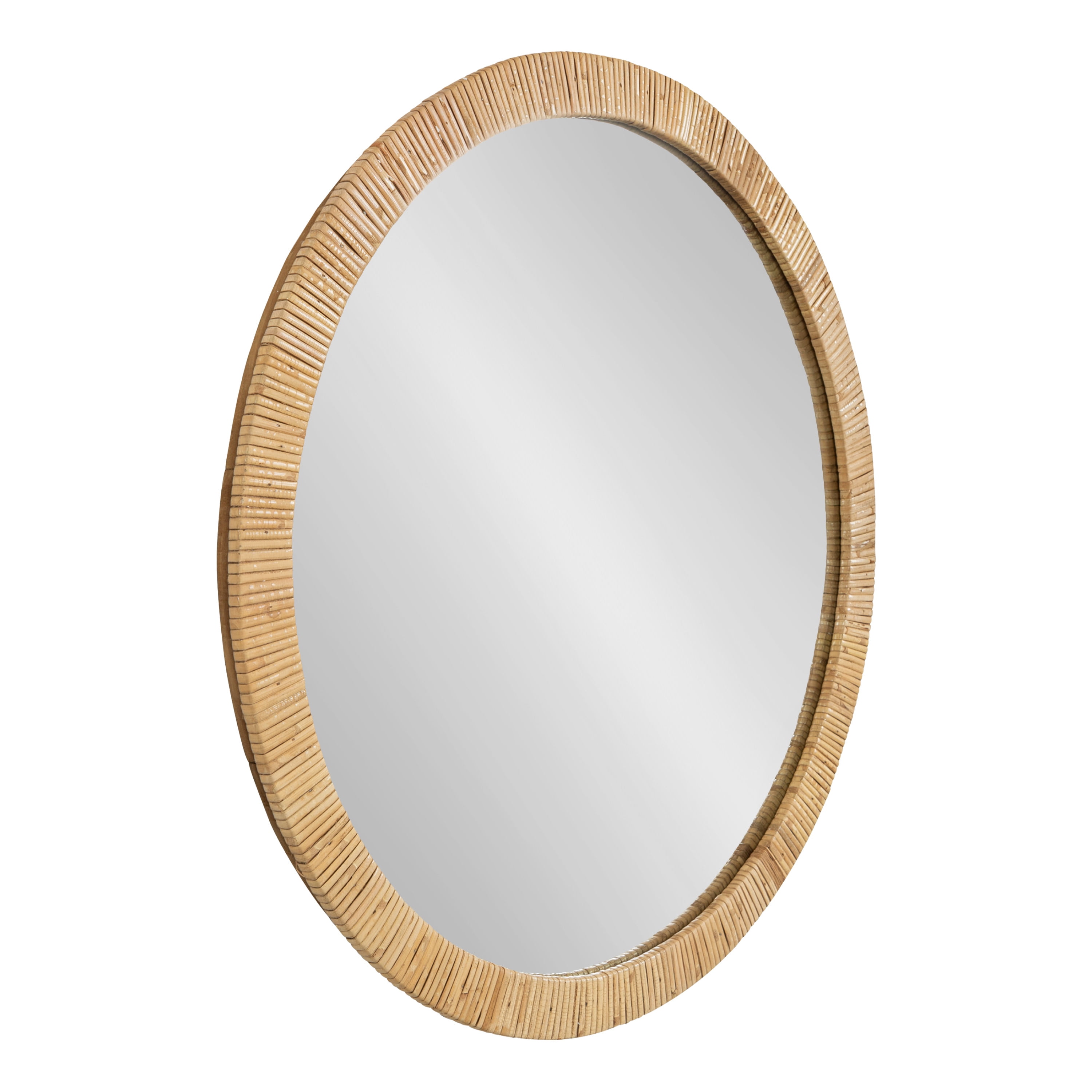 Round mirror in rattan frame