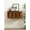 thumbnail image 1 of Kate and Laurel Ranier Modern Wooden Two-Door Wall Cabinet, 30 x 10 x 14, Walnut Brown, Decorative Storage Cabinet with Dimensional Face for Use as Floating Nightstand or Floating TV Shelf, 1 of 12