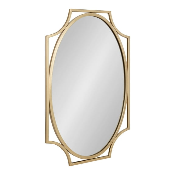 Kate and Laurel Rateau Modern Scalloped Oval Wall Mirror, 20 x 30, Gold, Elegant Wall Decor with Rounded Mirror and Scalloped Outer Frame for Trendy Concentric Design