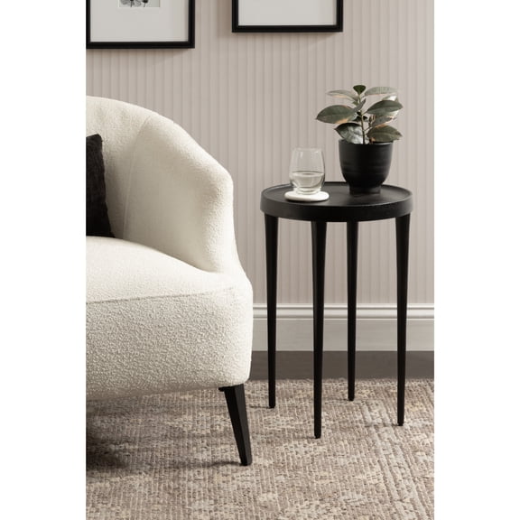Kate and Laurel Rava Modern Metal Round Side Table, 14 x 14 x 22, Black, Cast Aluminum Accent Table for Use as Indoor Plant Stand or Living Room Decor Piece