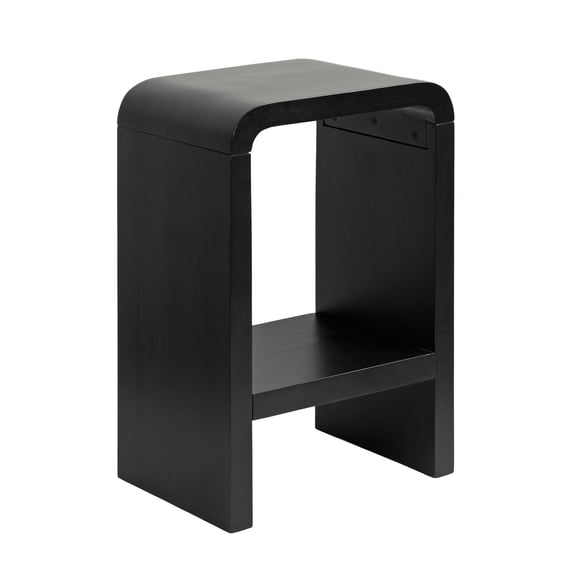 Kate and Laurel Reddy Modern Arched Wood Side Table, 16 x 12 x 24, Black, Contemporary Two-Tier End Table for Use as a Bedroom Nightstand or Small Record Player Stand
