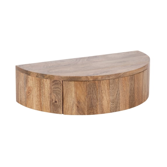 Kate and Laurel Reid Modern Wooden Floating Side Table, 20 x 11 x 6, Natural Brown, Contemporary Wood Floating Nightstand with Drawer for Extra Storage and Added Functionality