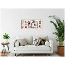 Kate and Laurel Retro Pastel Floral and Succulent Panel Framed Canvas Wall Art  by Rachel Lee 40 x 18 Sylvie Natural, Mid Century Modern, Abstract, Animals, Flowers Art for Wall Decor, Living Room