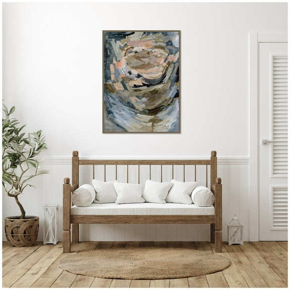 Kate and Laurel Revival Print Framed Canvas Wall Art  by Leah Nadeau 32 x 42 Sylvie Dark Gold, Modern Contemporary, Abstract Art for Wall Decor, Living Room Bedroom