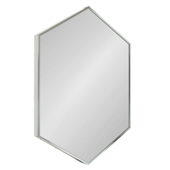 Kate and Laurel Rhodes Modern Hexagon Wall Mirror, 22 x 31, Silver, Decorative Geometric Hexagon MIrror with Chrome Finish for Elegant Contemporary Wall Decor