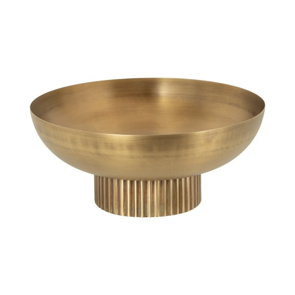 Kate and Laurel Rooks Ribbed Decorative Metal Bowl, 12 Inch Diameter, Brass, Modern Raised Fruit Bowl for Kitchen Counter or Use as a Key Bowl for an Entryway Table