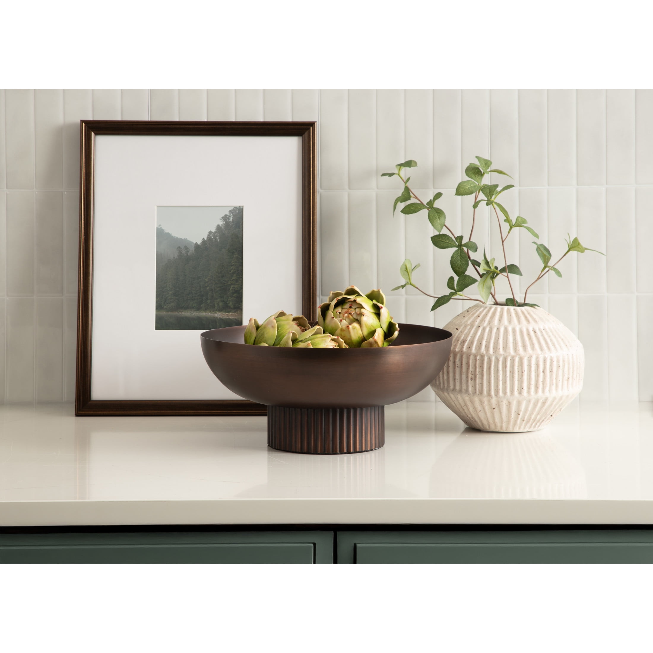 Kate and Laurel Rooks Ribbed Decorative Metal Bowl, 12 Inch Diameter ...