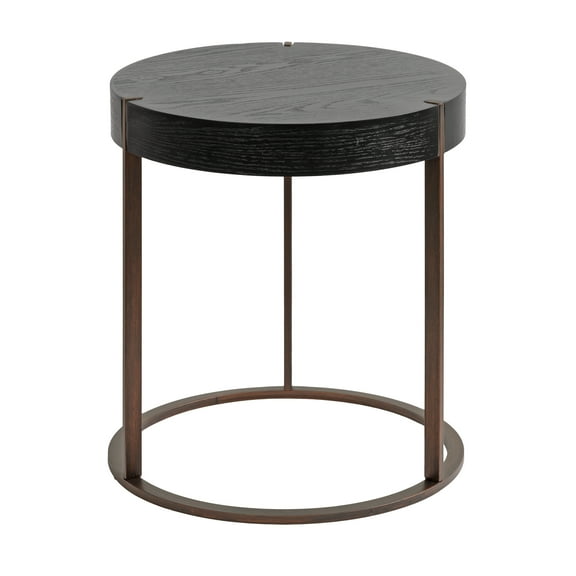Kate and Laurel Rovin Modern Round Side Table, 16 x 16 x 18, Black and Bronze, Wooden Short Living Room End Table for Small Spaces and Bedroom Home Decor