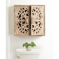 thumbnail image 1 of Kate and Laurel Saanvi Traditional Carved Wood Wall Cabinet, 20 x 6 x 20, Light Natural, Dimensional Over the Toilet Storage Cabinet for Bathroom Storage and Display, 1 of 11