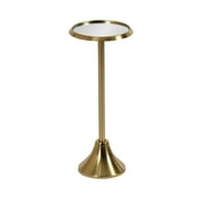 Kate and Laurel Sanzo Modern Pedestal Drink Table, 10 x 10 x 23, Antique Gold, Decorative End Table with Mirrored Tabletop for Use as Small Plant Stand or Cute Martini Table