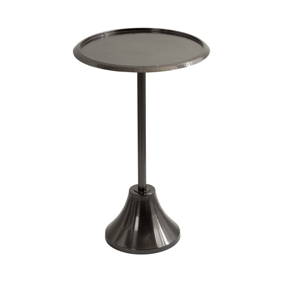 Kate and Laurel Sanzo Modern Pedestal Side Table, 15 x 15 x 24, Gray Gunmetal, Decorative End Table with Hammered Tabletop for Use as a Bedroom Nightstand or Living Room Accent Table