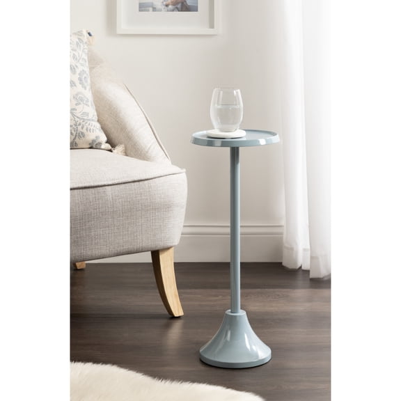 Kate and Laurel Sanzo Modern Round Metal Pedestal Drink Table, 9 x 9 x 23, Light Blue, Decorative Martini Table with Trumpet Base for Use as Indoor Plant Stand or Living Room Mini Table
