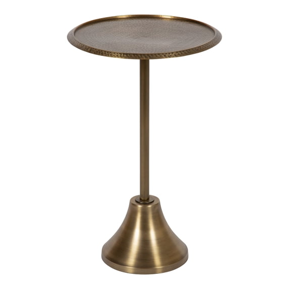 Kate and Laurel Sanzo Modern Round Pedestal Side Table, 15 x 15 x 24, Gold, Decorative End Table with Hammered Tabletop for Use as a Bedroom Nightstand or Living Room Accent