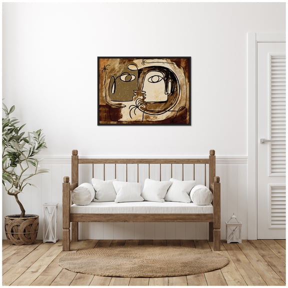 Kate and Laurel What Secrets Do The Palms Whisper To The Earth Framed Canvas Wall Art by Shatha Al Dafai 38 x 28 Sylvie Black, Modern, Abstract Art for Wall Decor, Living Room, Bedroom