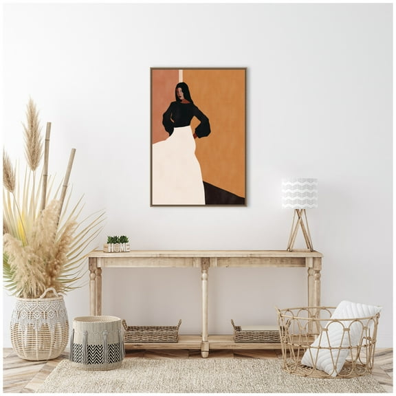 Kate and Laurel Seville Framed Canvas Wall Art  by Alex Ginzburg 23 x 33 Sylvie Beaded Dark Gold, Modern Contemporary, Abstract, People Art for Wall Decor, Living Room Bedroom