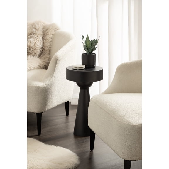 Kate and Laurel Solbrett Modern Sophisticated Round Side Table, 12 x 12 x 22, Black, Sculptural Living Room End Table with Unique Pedestal Table Design for Use as Bedroom Nightstand