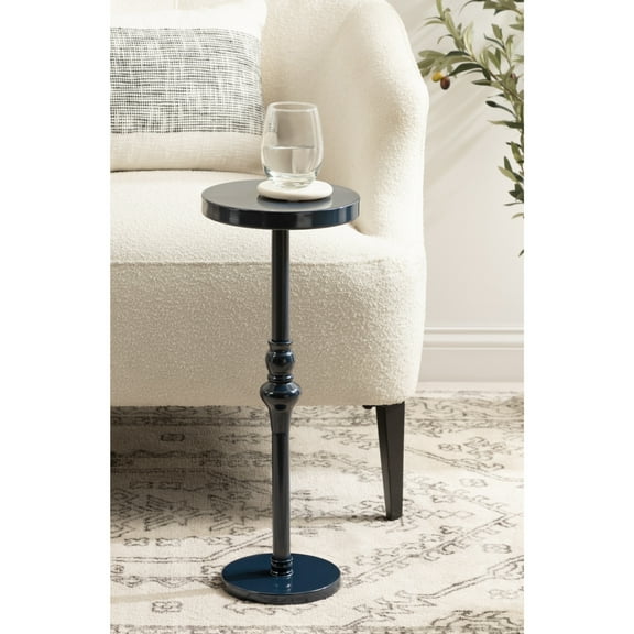 Kate and Laurel Stratton Vintage Round Pedestal Drink Table, 9 x 9 x 22, Navy Blue, Decorative Mini Table for Use as Indoor Plant Stand or Cute Living Room Accent