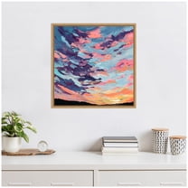 Kate and Laurel Sunset Study Framed Canvas Wall Art  by Emily Kenney 22 x 22 Sylvie Natural, Modern Contemporary, Abstract, Beach, Landscapes, Tropical Art for Wall Decor, Living Room Bedroom
