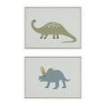 thumbnail image 1 of Kate and Laurel Sylvie 1013 Brontosaurus and 1013 Triceratops Framed Canvas Wall Art Set by Teju Reval of SnazzyHues, 2 Piece 18x24 White, Fun Dinosaur Animal Art for Wall, 1 of 6
