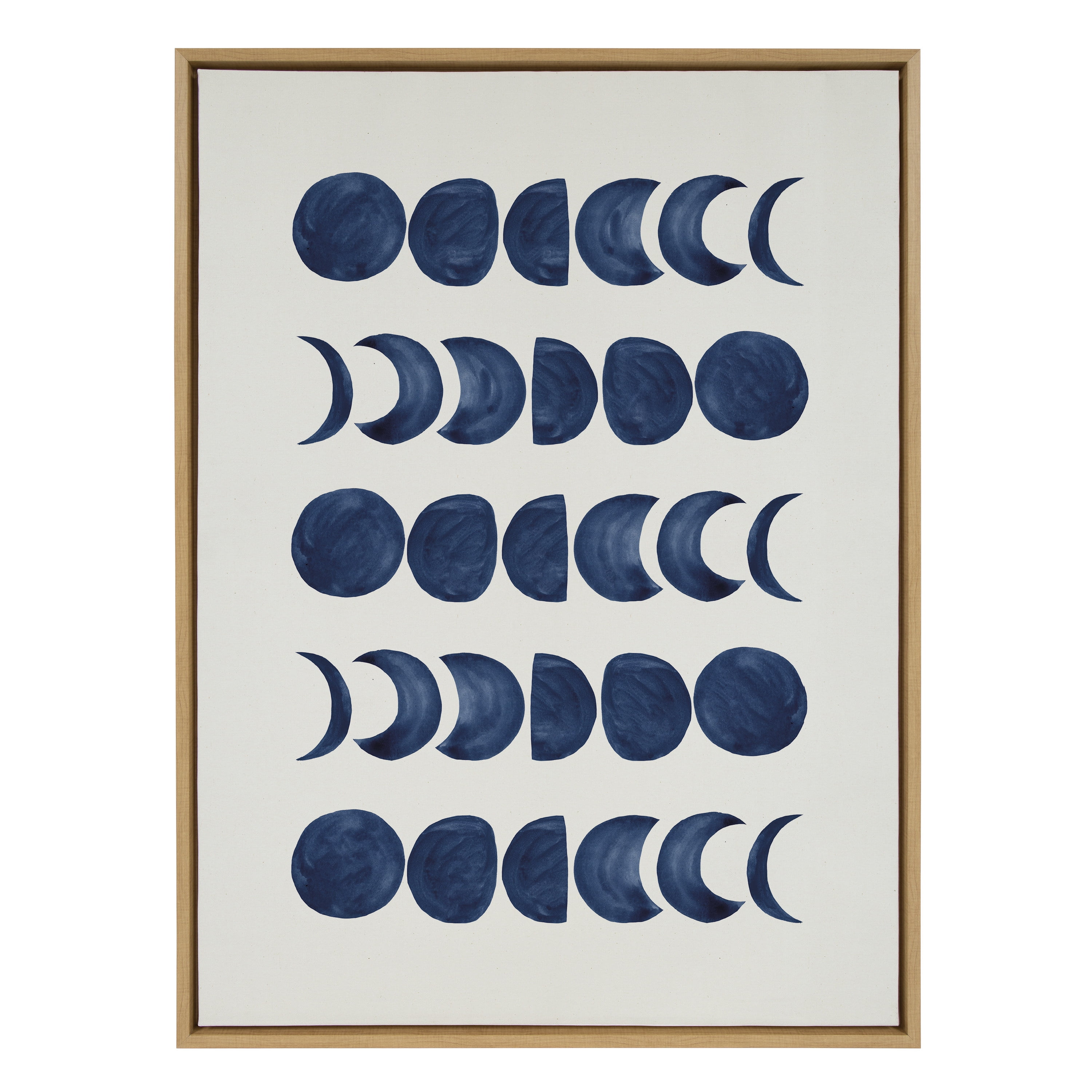 Natural Framed Moon Phases Canvas Print, 28" x 38"