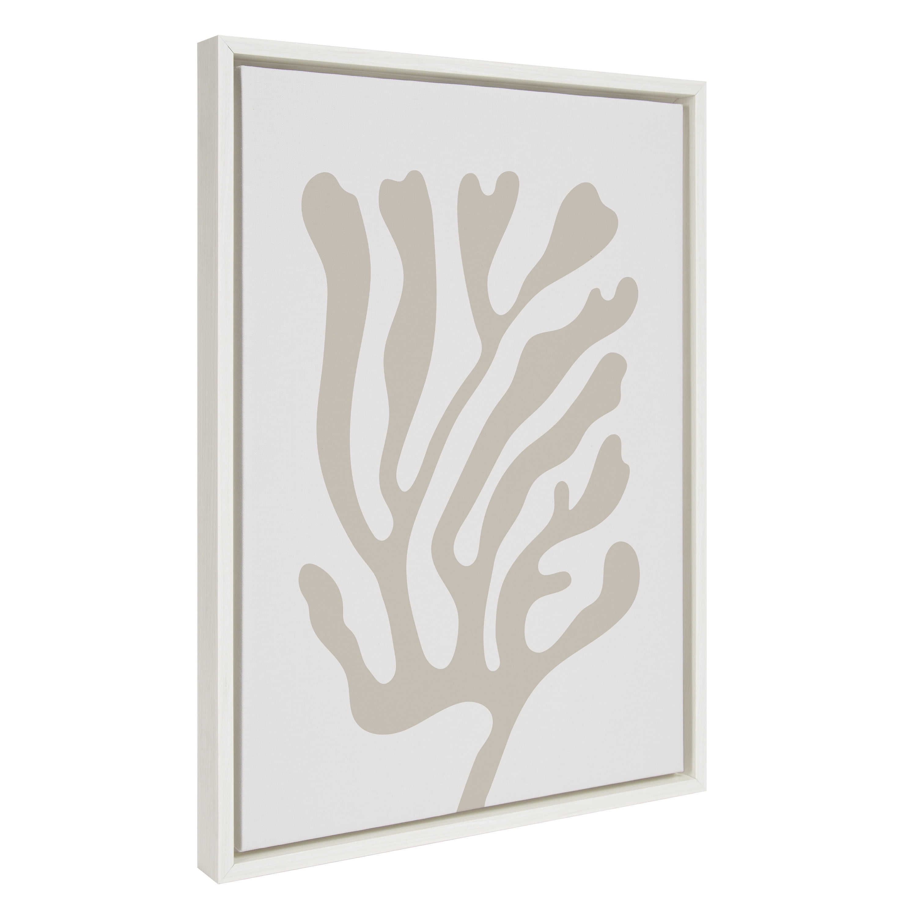 Beige Abstract Coral Print on Canvas with White Frame