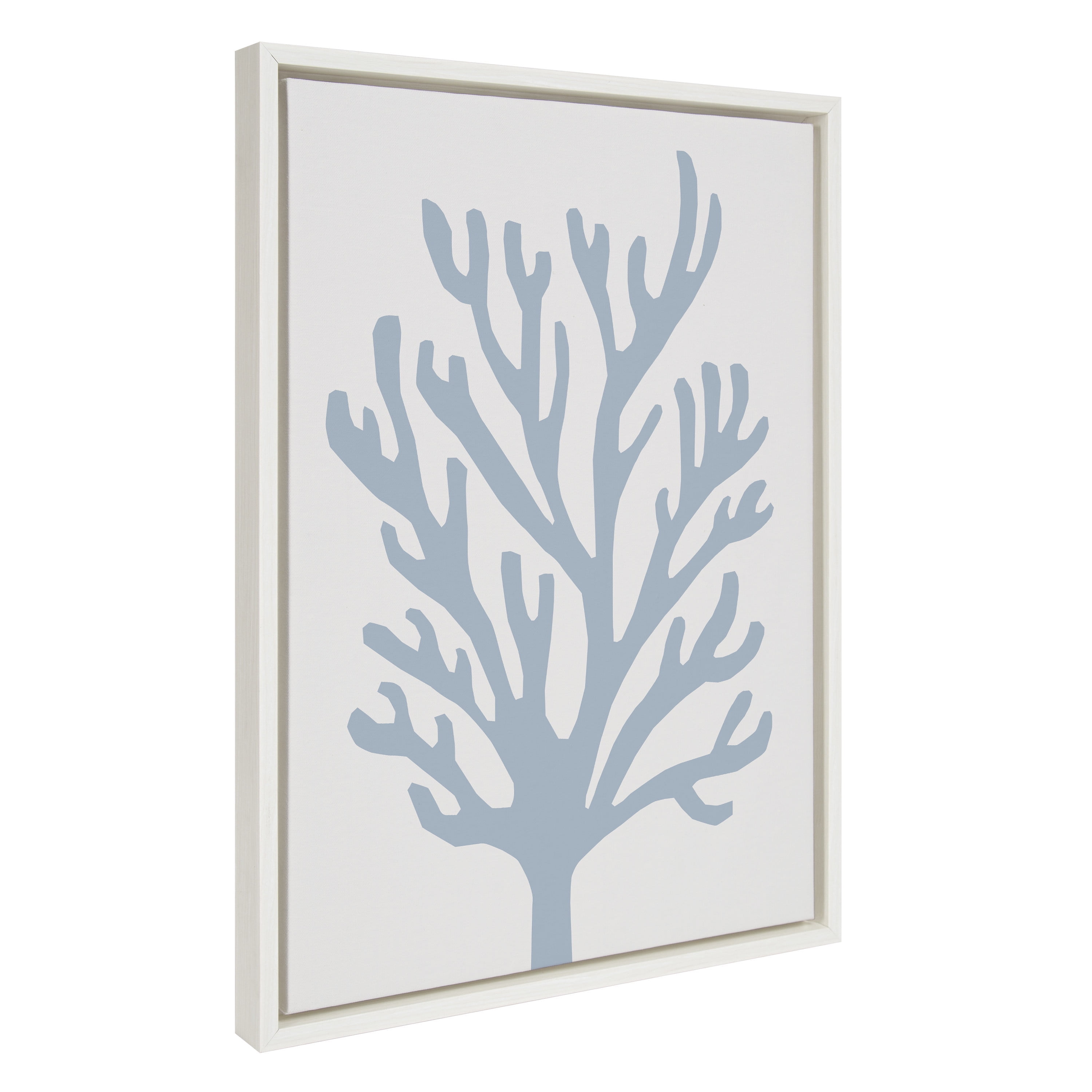 Kate and Laurel Sylvie Abstract Coral Ocean Blue Framed Canvas Wall Art