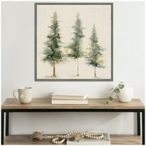 Kate and Laurel Sylvie Abstract Forest Evergreen Trees Framed Canvas Wall Art by The Creative Bunch Studio 30 x 30 Grey, Rustic Farmhouse, Abstract, Landscapes, Nature Art for Wall Decor, Living Room