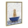 thumbnail image 1 of Kate and Laurel Sylvie Alpaca In Eclectic Blue Bath Framed Canvas Wall Art by Amy Peterson Art Studio, 18x24 Gold, Adorable Animal Art Bathroom Wall Décor, 1 of 6