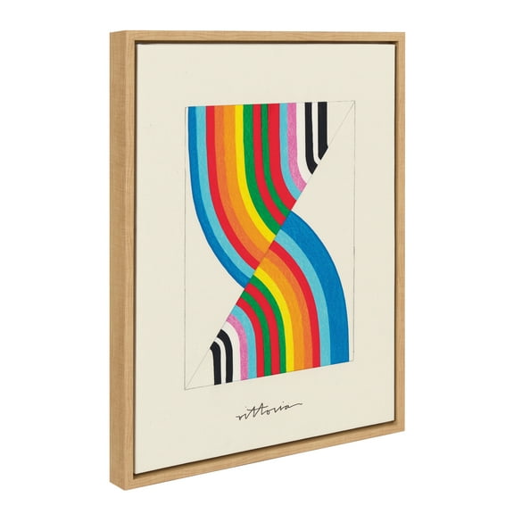 Kate and Laurel Sylvie Its Always an Almost Framed Canvas Wall Art by Amber Vittoria, 18x24 Natural, Modern Abstract Colorful Geometric Art for Wall Decor