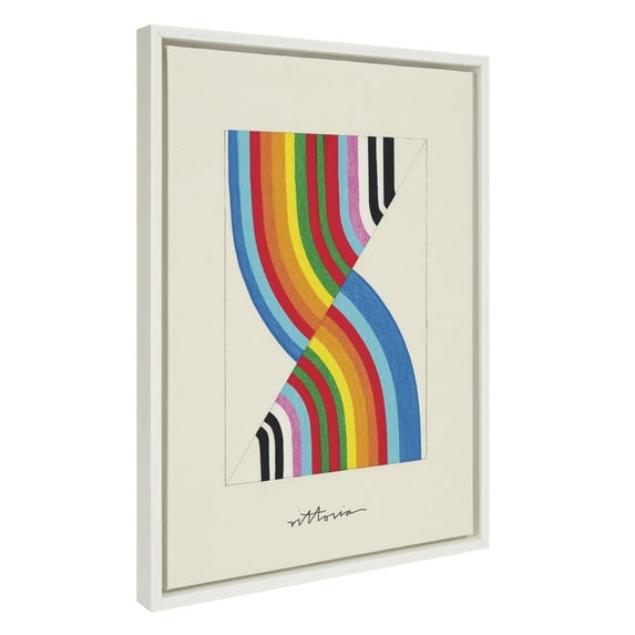 Kate and Laurel Sylvie Its Always an Almost Framed Canvas Wall Art by Amber Vittoria, 18x24 White, Modern Abstract Colorful Geometric Art for Wall Decor