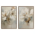 thumbnail image 1 of Kate and Laurel Sylvie Beaded Abstract Botanical Floral Linen Painting 1 and 2 Vintage Framed Canvas Wall Art Set by The Creative Bunch Studio, 2 Piece Set 23x33 Gold, Simple Floral Art for Wall, 1 of 7