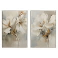 thumbnail image 1 of Kate and Laurel Sylvie Beaded Abstract Botanical Floral Linen Painting 1 and 2 Vintage Framed Canvas Wall Art Set by The Creative Bunch Studio, 2 Piece Set 23x33 White, Simple Floral Art for Wall, 1 of 7