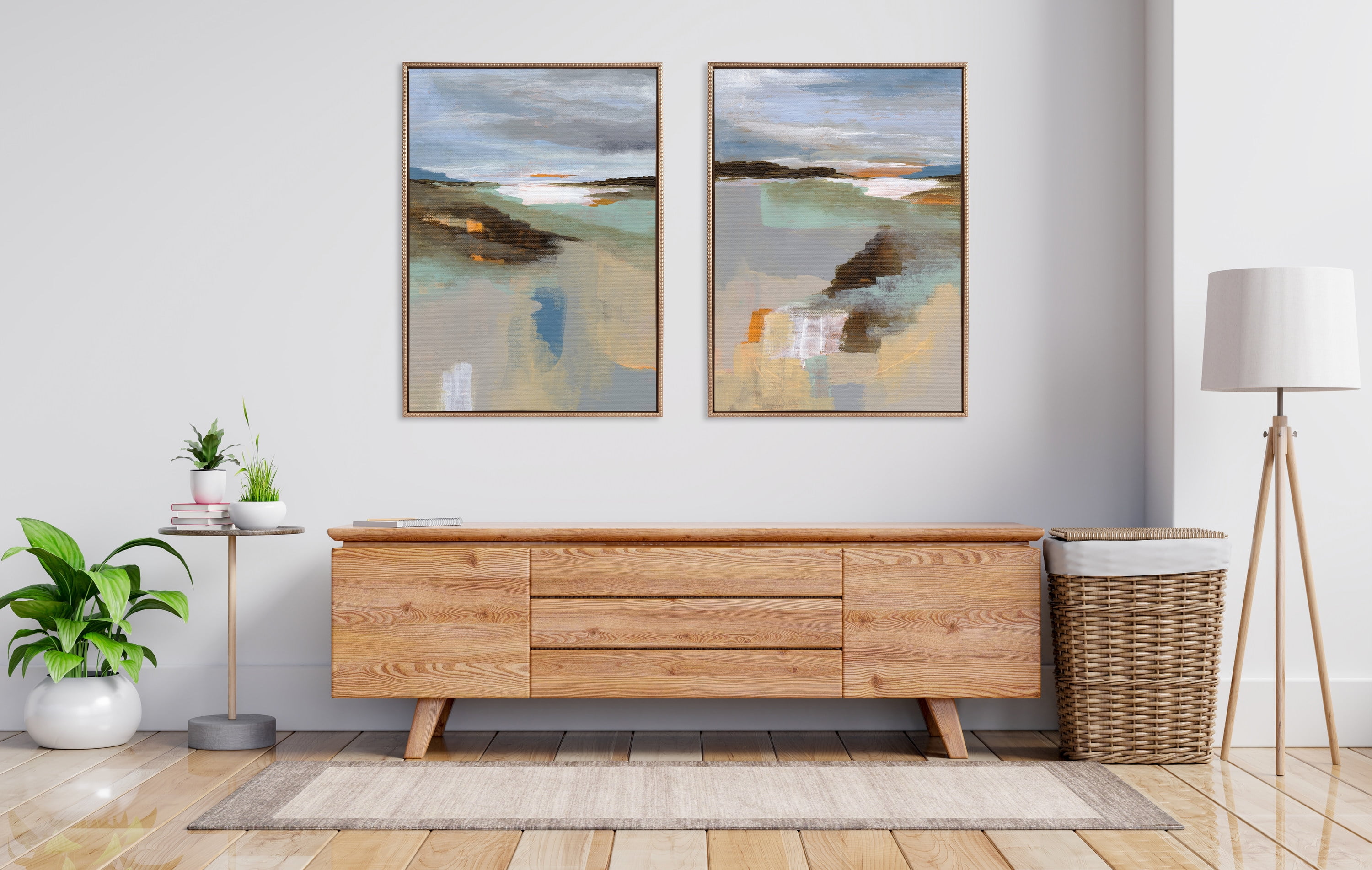 Sylvie Gold Framed Abstract Landscape Canvas Wall Art Set