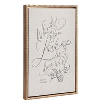 Kate and Laurel Sylvie Beaded What is Done in Love Vintage Framed Canvas Wall Art by Valerie McKeehan of Lily and Val, 18x24 Gold, Neutral Quote Drawing Art for Wall