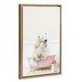 thumbnail image 1 of Kate and Laurel Sylvie Beaded Mother and Baby Polar Bear in Cottage Rose Bath Vintage Framed Canvas Wall Art by Amy Peterson, 18x24 Gold, Modern Cute Animal Bathtub Art for Wall, 1 of 6