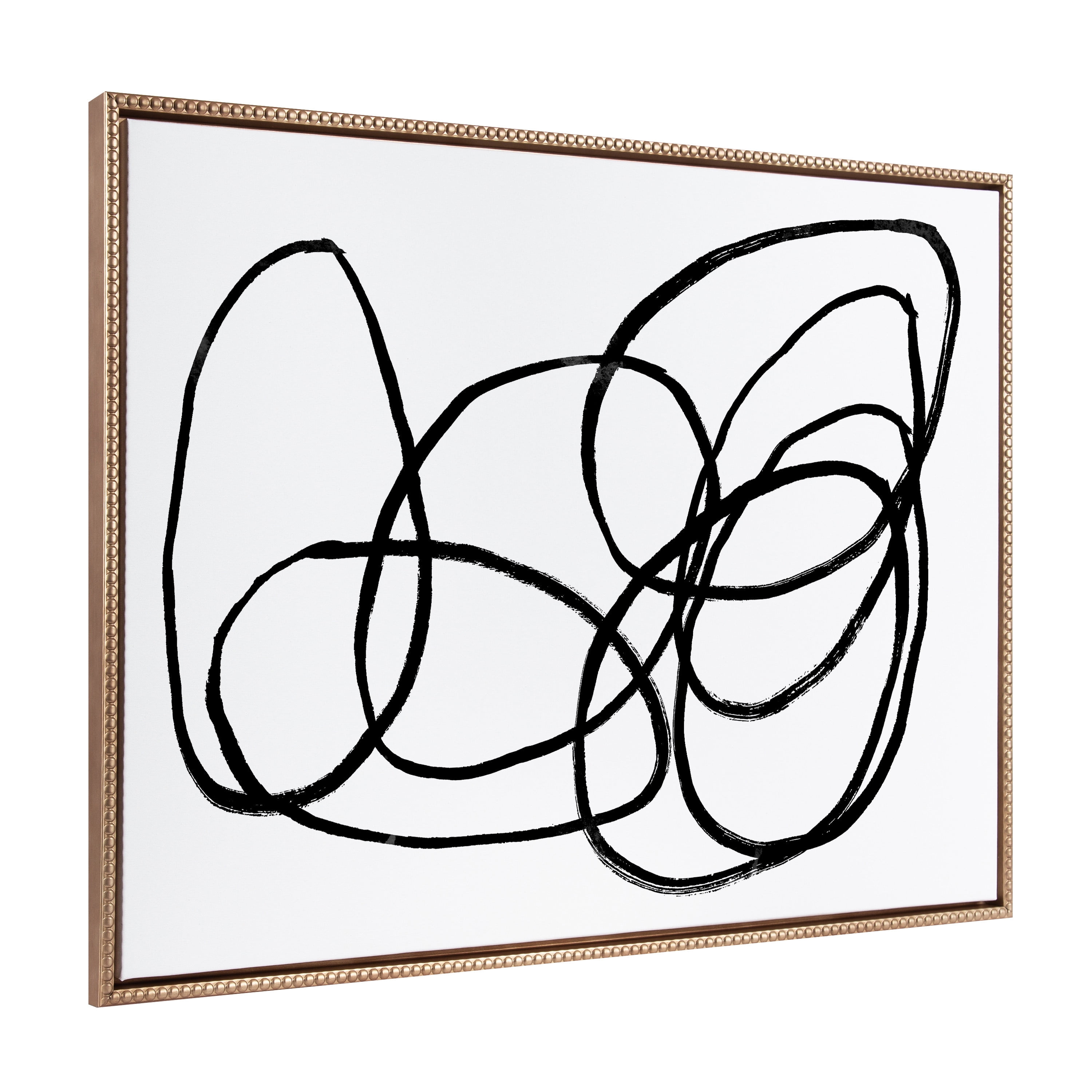 Gold Framed Black and White Abstract Canvas Wall Art, 31.5x41.5