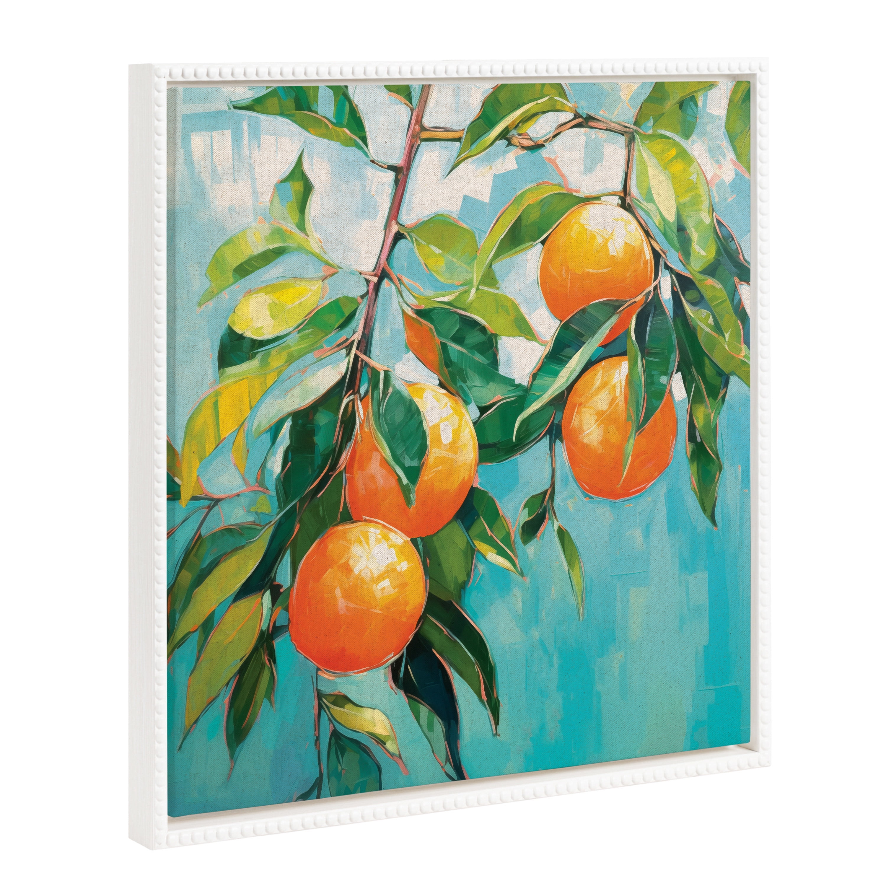 Sylvie Beaded Orange Tree Framed Canvas Art, 22" x 22", White