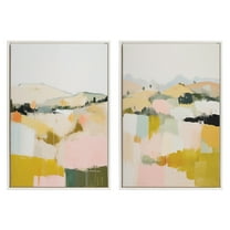 Kate and Laurel Sylvie Beaded Quaint Vista II and III Vintage Framed Canvas Wall Art Set by Amy Lighthall, 2 Piece Set 23x33 White, Modern Abstract Landscape Art for Wall