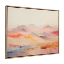 Kate and Laurel Sylvie Beaded Soft Pastel Mountain Abstract Vintage Framed Canvas Wall Art by The Creative Bunch Studio, 31.5x41.5 Gold, Colorful Mountains Landscape Art for Wall