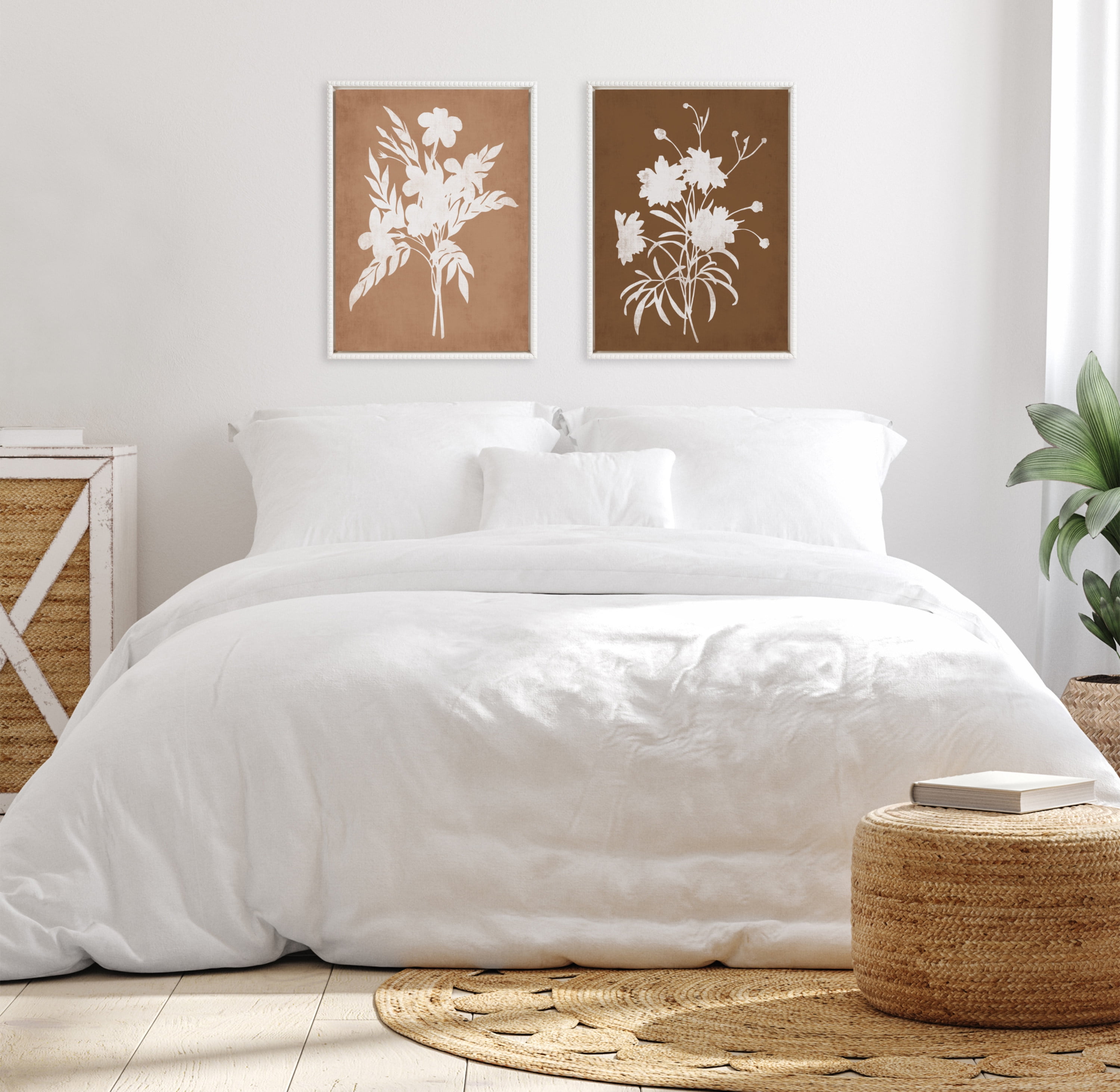 Heather Dutton Floral Silhouette Beaded Framed Canvas Art Set