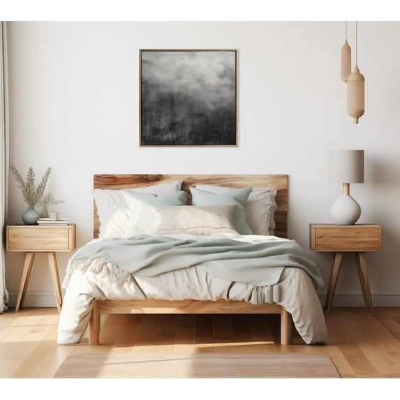 Kate and Laurel Sylvie Beaded Tonal Abstract Blackened Charred Gray Moody Minimalist Vintage Framed Canvas Wall Art by The Creative Bunch Studio, 30x30 Gold, Modern Abstract Landscape Art for Wall