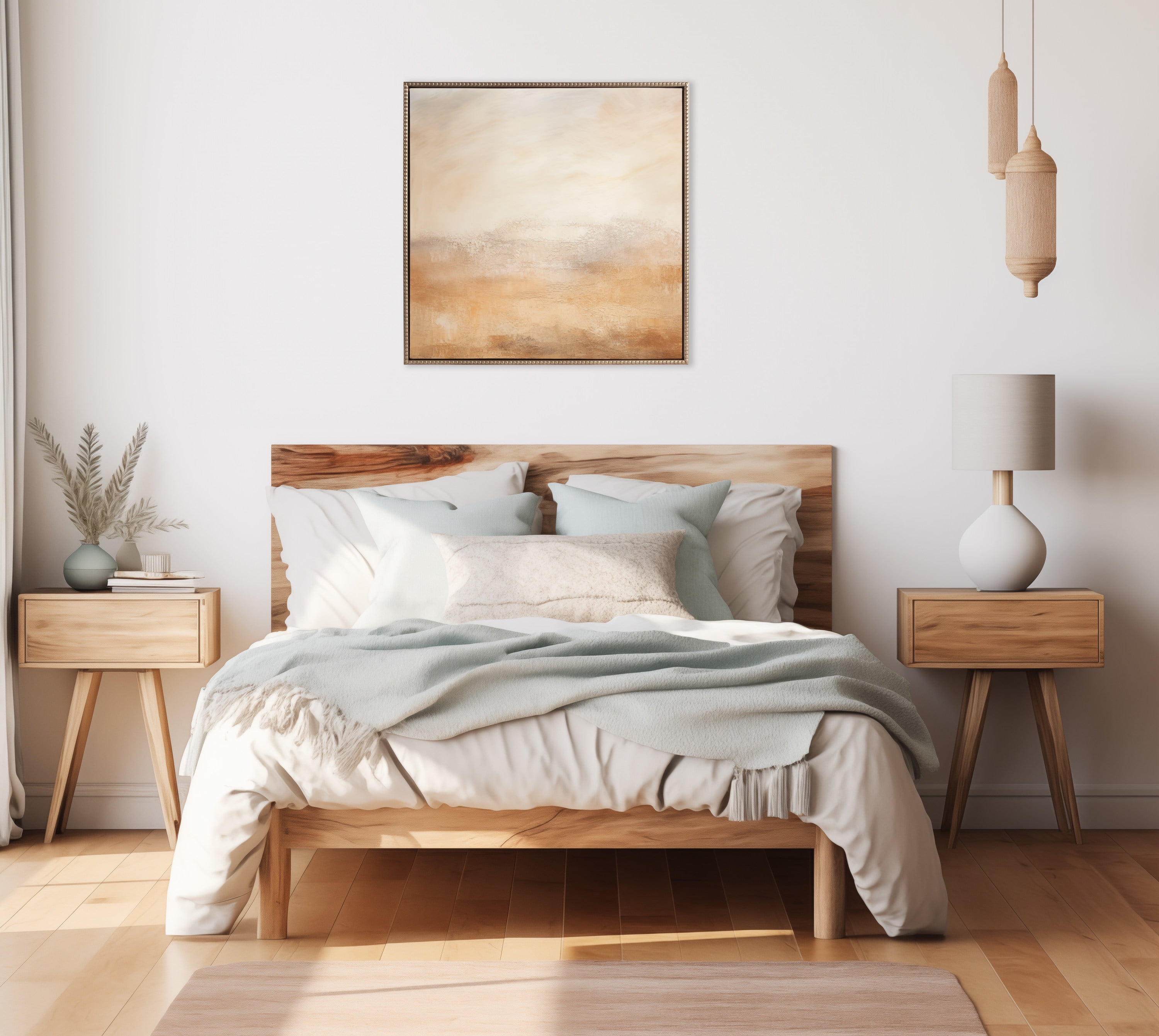 30"x30" Gold Framed Abstract Desert Landscape Canvas