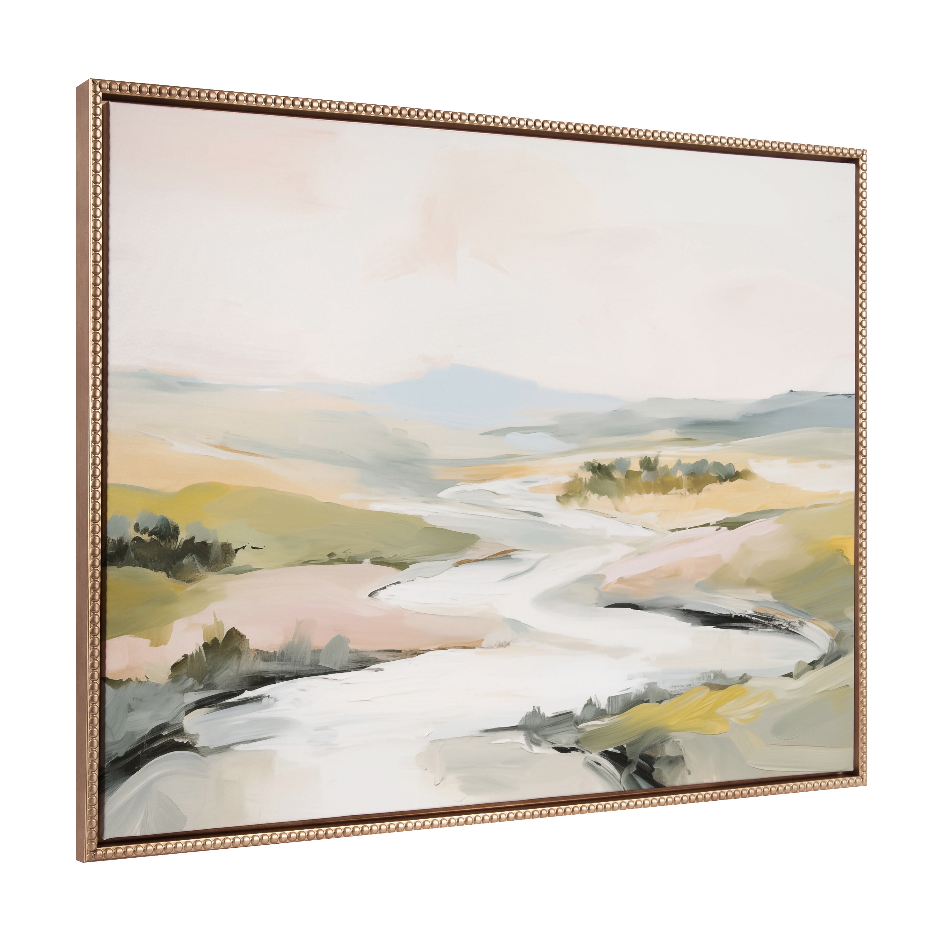 Gold Framed Abstract Landscape Canvas Painting, 31.5" x 41.5"