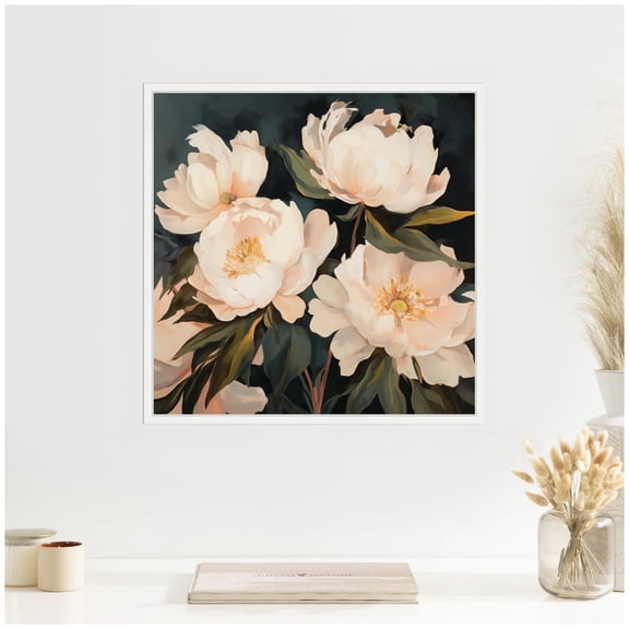 Kate and Laurel Sylvie Beautiful Painterly Floral Bouquets 2 Framed Canvas Wall Art by The Creative Bunch Studio 22 x 22 White, Traditional, Flower Still Life, Nature Art for Wall Decor, Living Room