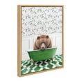 thumbnail image 1 of Kate and Laurel Sylvie Big Bear In Eclectic Green Bath Framed Canvas Wall Art by Amy Peterson Art Studio, 18x24 Natural, Whimsical Animal Art for Wall, 1 of 6