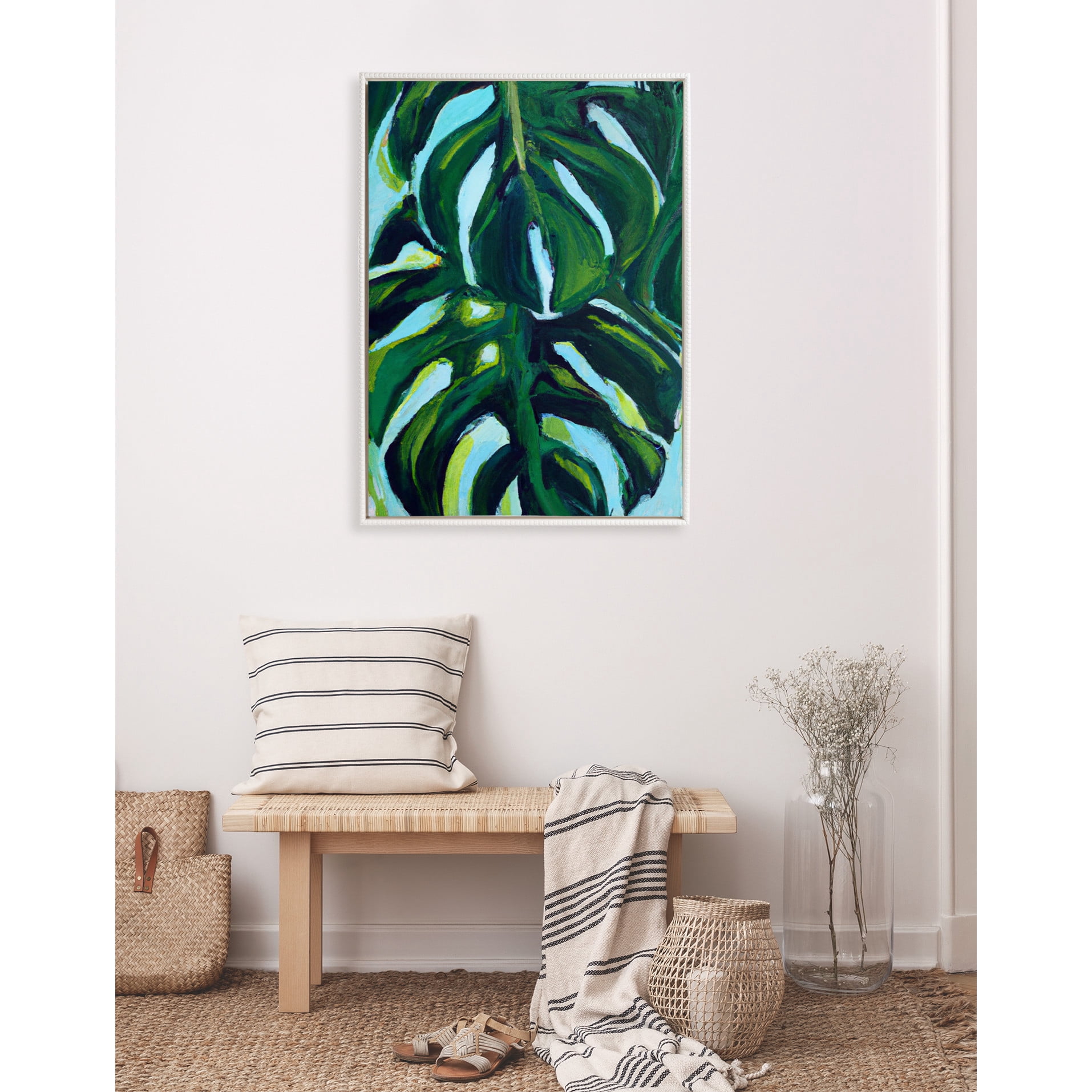 Kate and Laurel Sylvie Blank Framed Canvas Wall Art, 28x38 White Beaded, Vintage Modern Empty Canvas for Paint-Your-Own Art, Ready to Paint Premium Canvas Already Framed