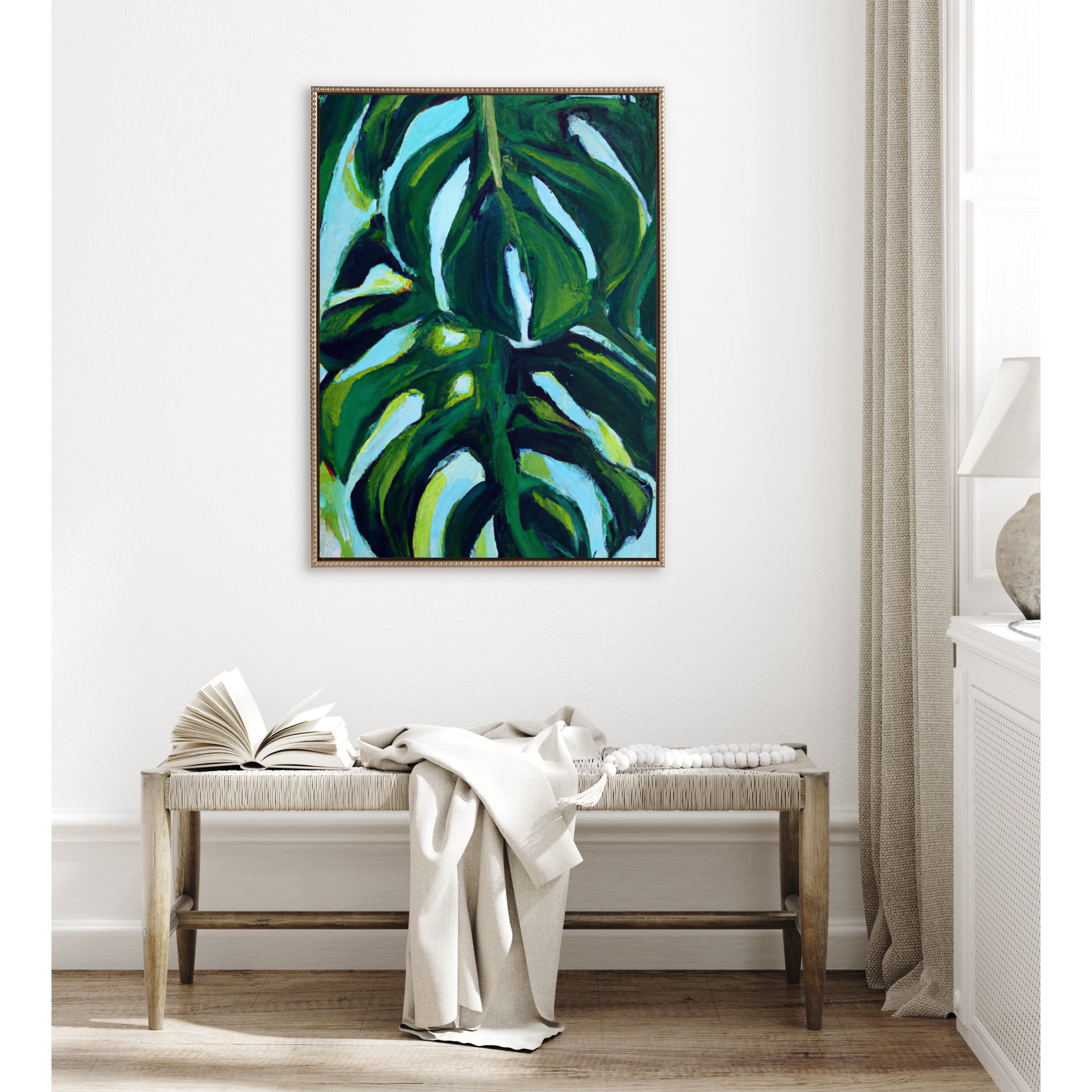 Kate and Laurel Sylvie Blank Framed Canvas Wall Art, 31.5x41.5 Gold Beaded, Modern Empty Canvas for Paint-Your-Own Art, Ready to Paint Premium Canvas Already Framed