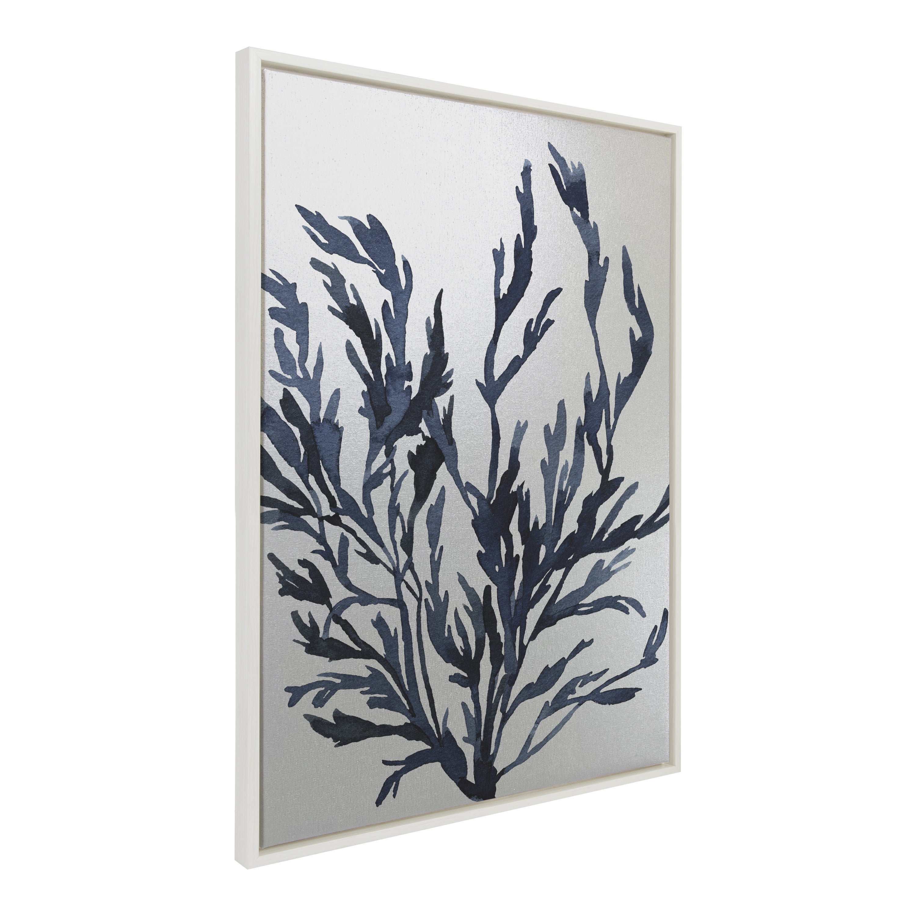 White Framed Blue Ocean Coastal Canvas Wall Art, 28" x 38"