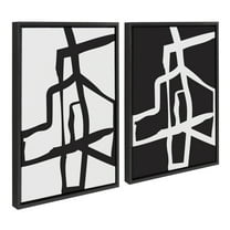Kate and Laurel Sylvie Bold Sophisticated Abstract Black and White Stroke Framed Canvas Wall Art Set by The Creative Bunch Studio, 2 piece 18x24 Black, Modern Striking Brushstroke Art Set for Wall