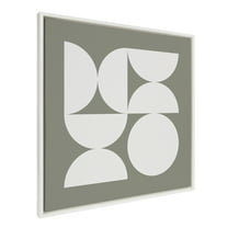 Kate and Laurel Sylvie Bold Vintage Geometric Soft White on Sage Green Framed Canvas Wall Art by The Creative Bunch Studio, 30x30 White, Inverted Modern Abstract Art for Wall